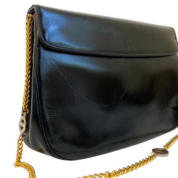 Dior Black Leather Shoulder Bag - CD Logo Hardware & Two-Tone Chain - Vintage - Picture 15 of 16